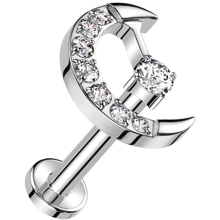 Titanium Labret moon zirconia Internally Threaded