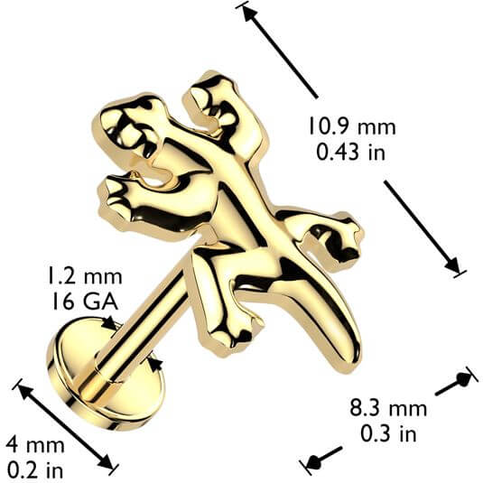 Titanium Labret lizard gecko Internally Threaded