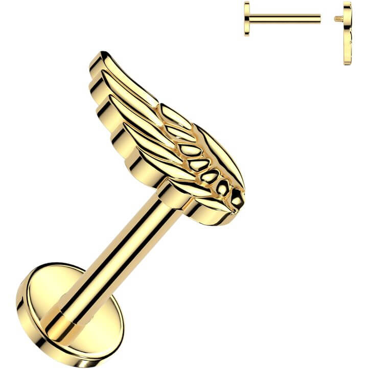 Titanium Labret angel wing Internally Threaded