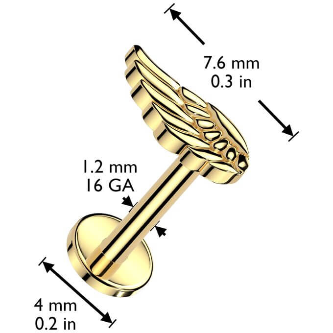 Titanium Labret angel wing Internally Threaded