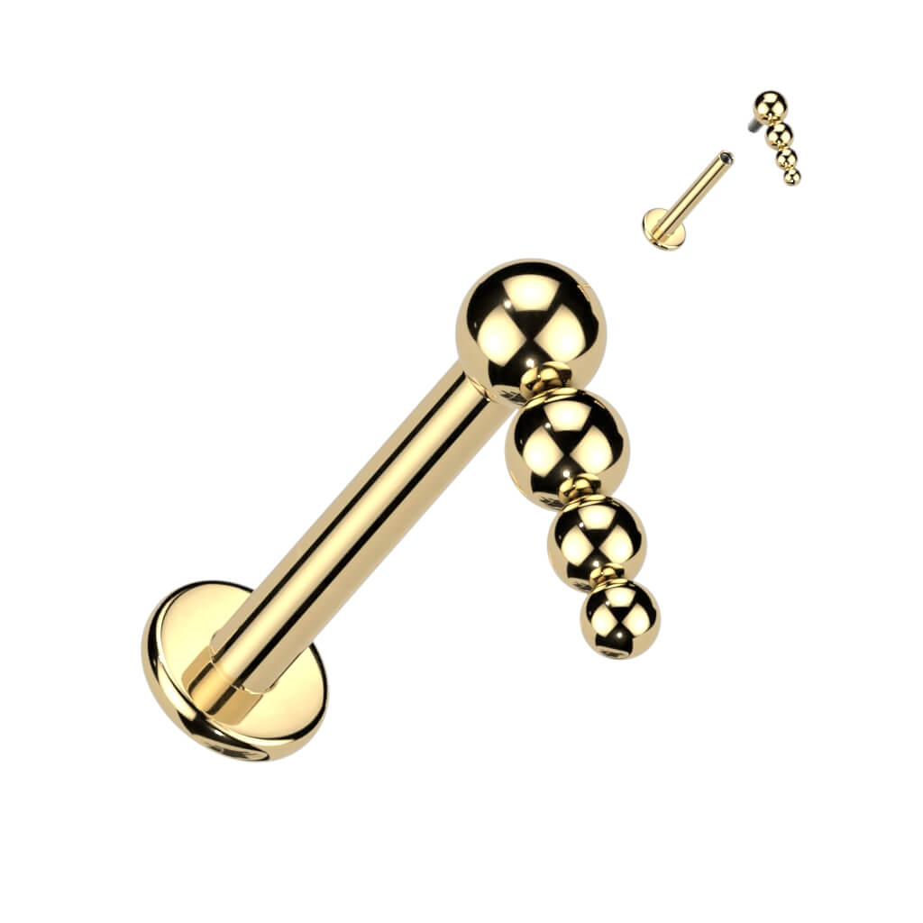Titanium Labret Beaded Ball Top Internally Threaded