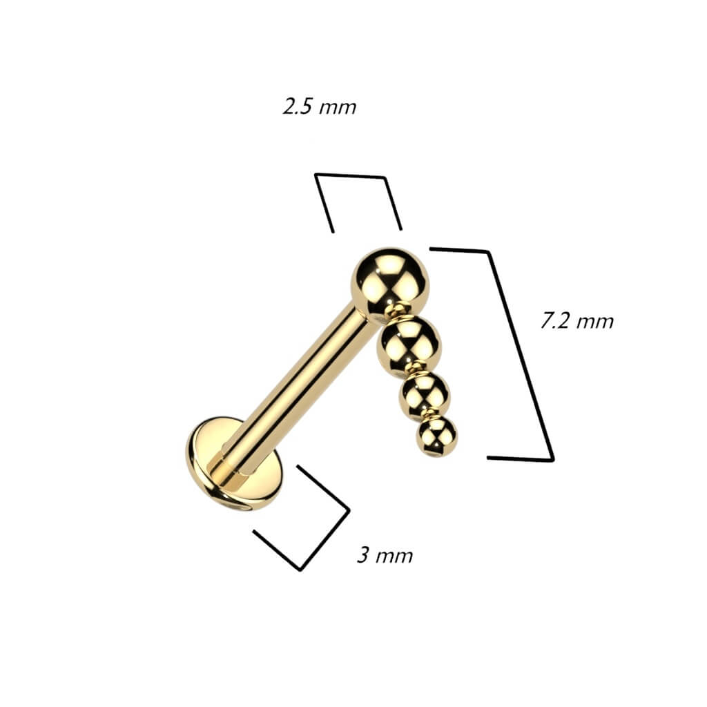 Titanium Labret Beaded Ball Top Internally Threaded