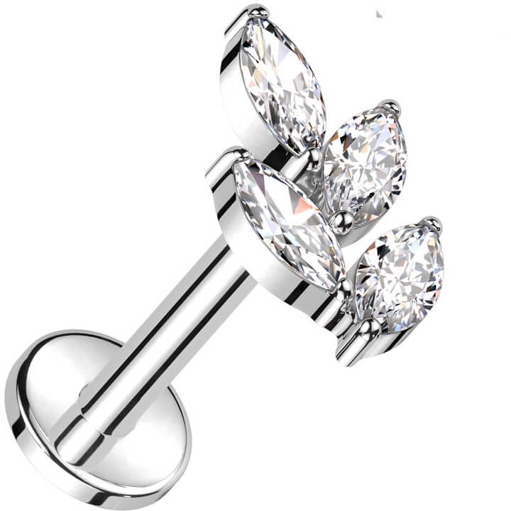 Titanium Labret Vine Zirconia Internally Threaded