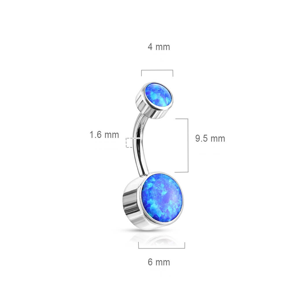 Titanium Belly Button Piercing Opal Round Silver Internally Threaded