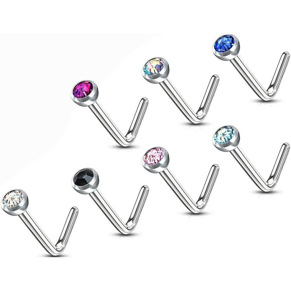 Nose L-Shape Zirconia Round Silver