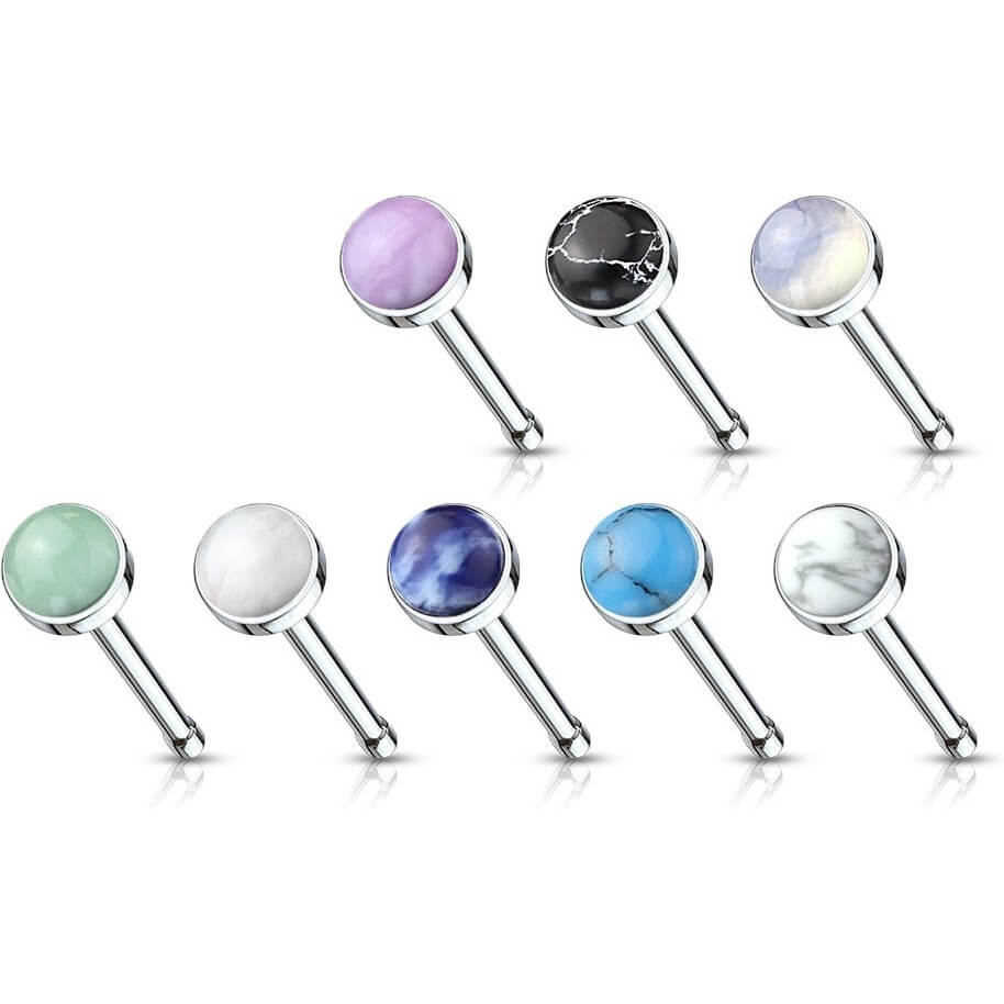 Stud Nasale Pietre semipreziose tonde