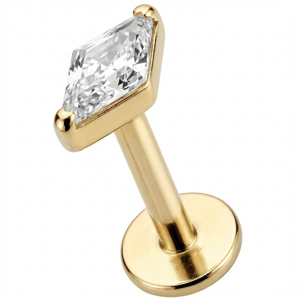Titanium Labret Clear Rhombus Crystal Top Internally Threaded