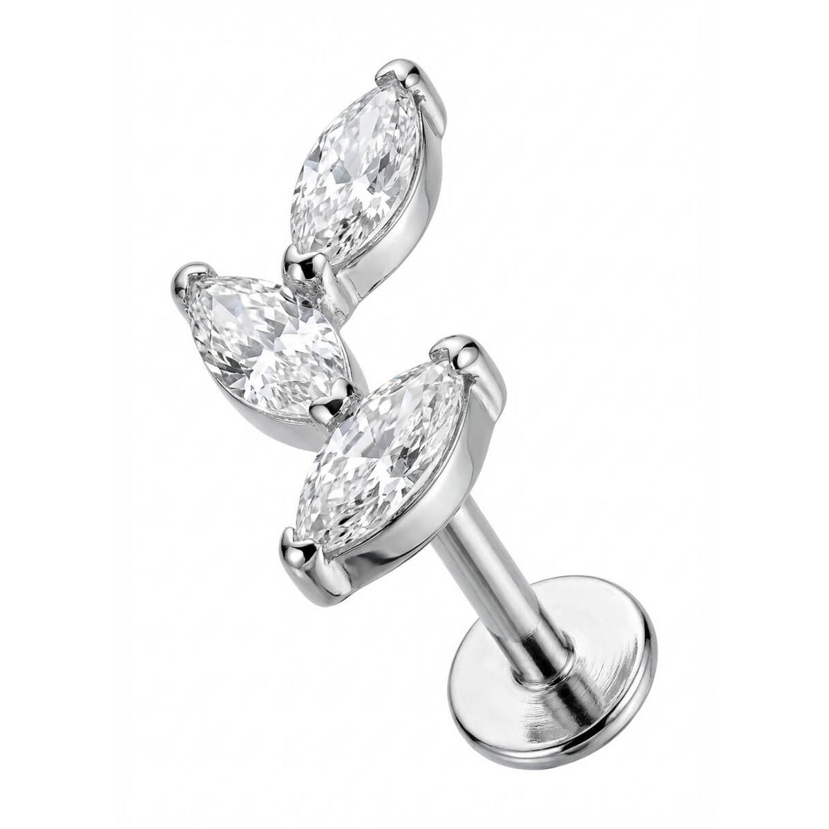 Titanium Labret 7 cubic zirconias prong setting Internally Threaded