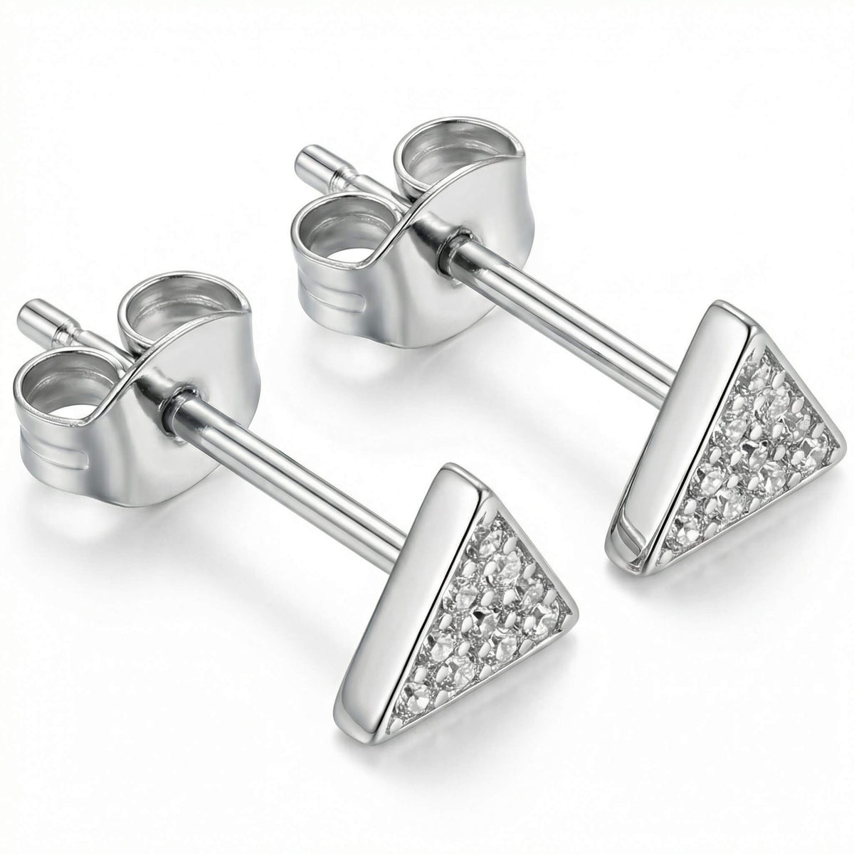 Titanium Earring Triangle With Clear Stones