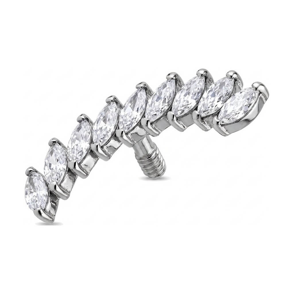 Titanium Top Curved Marquise Zirconia Cluster Internally Threaded
