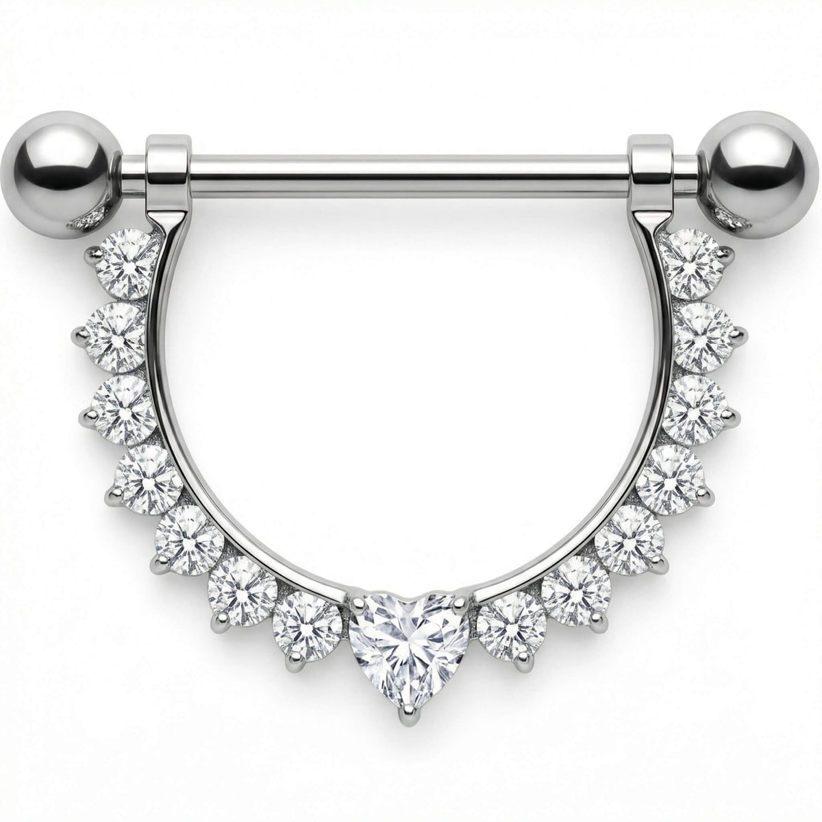 Titanium Nipple Piercing Crystal Arch Heart Center