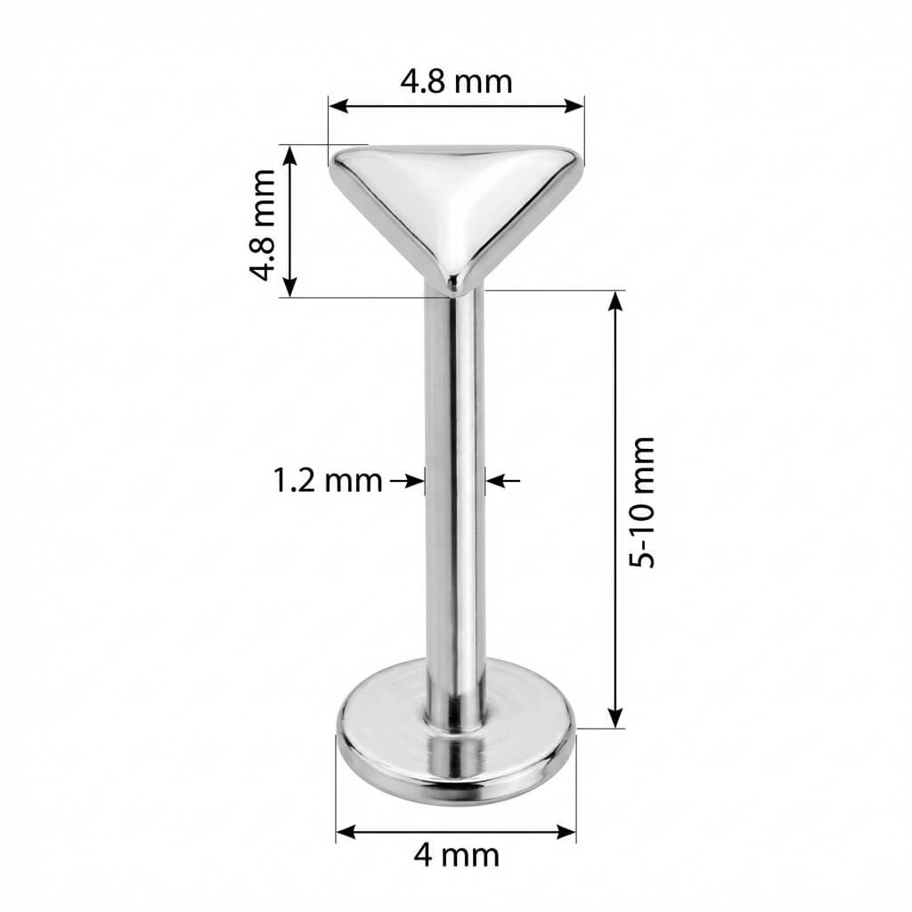 Titanium Labret Smooth Rounded Triangle Shape Internally Threaded