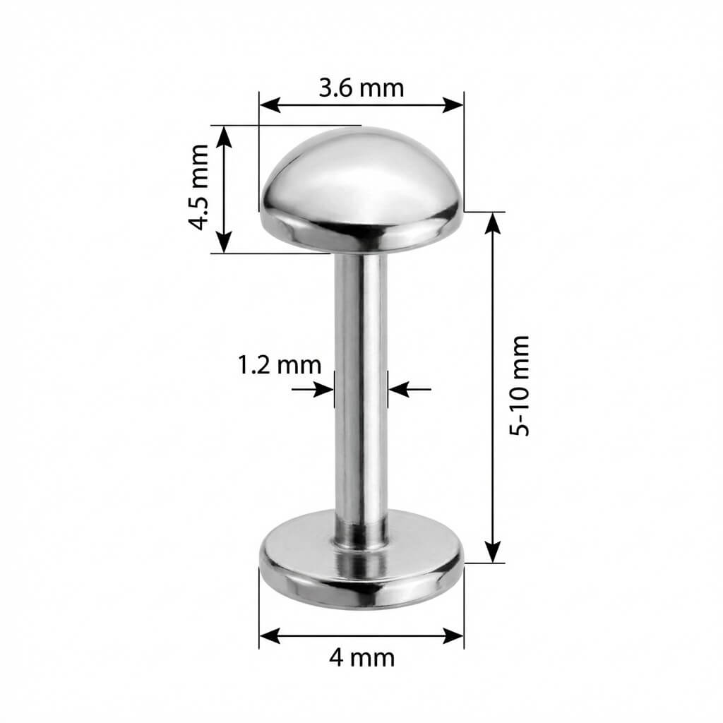 Titanium Labret Smooth Oval Dome Top Internally Threaded