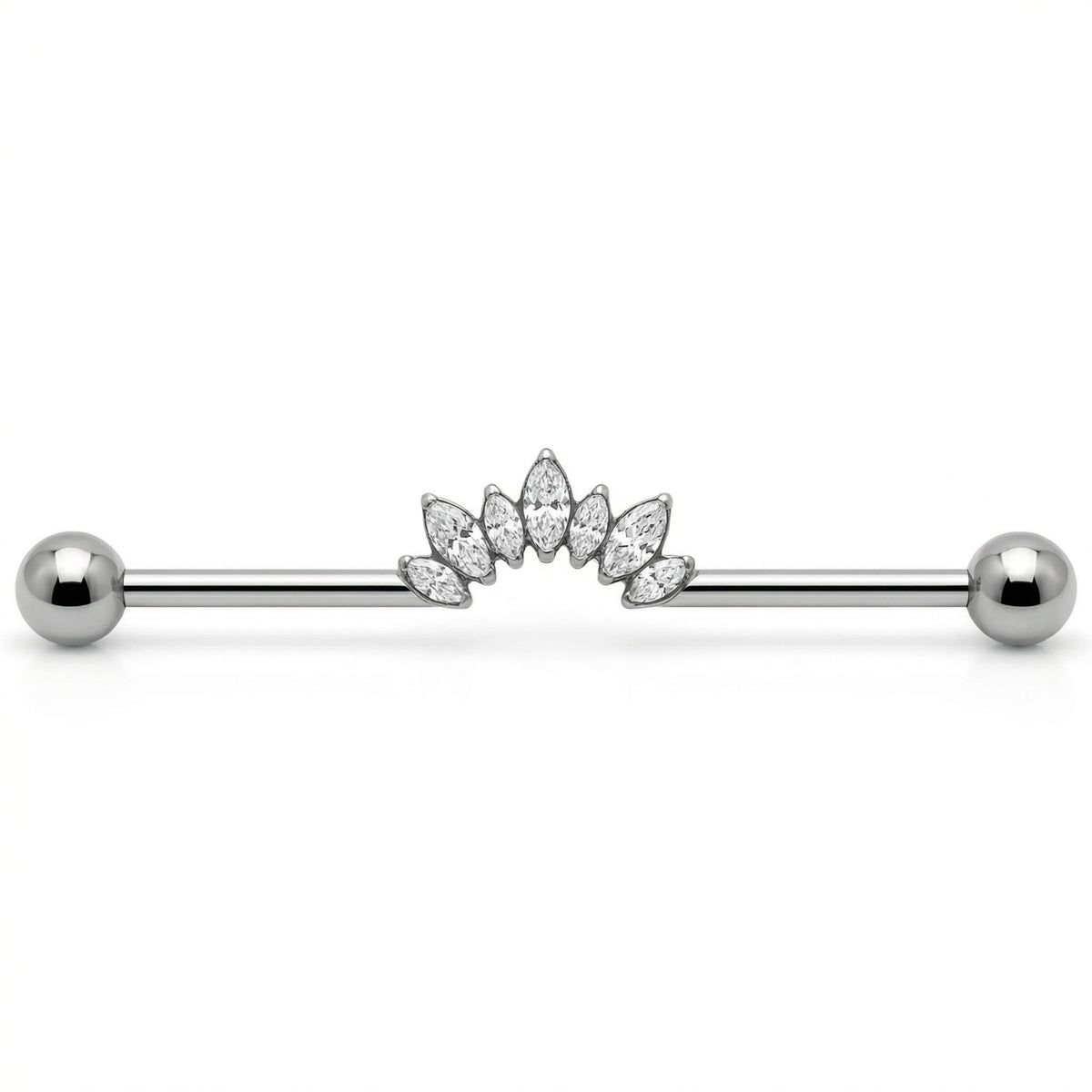 Titanium Industrial Barbell Marquise Crystal Fan Internally Threaded