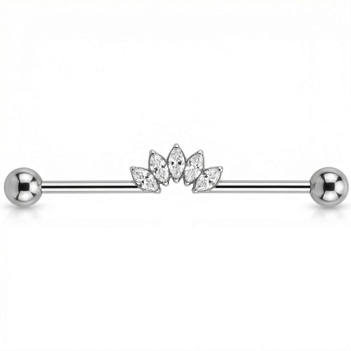 Titanium Industrial Barbell Marquise Crystal Fan Internally Threaded