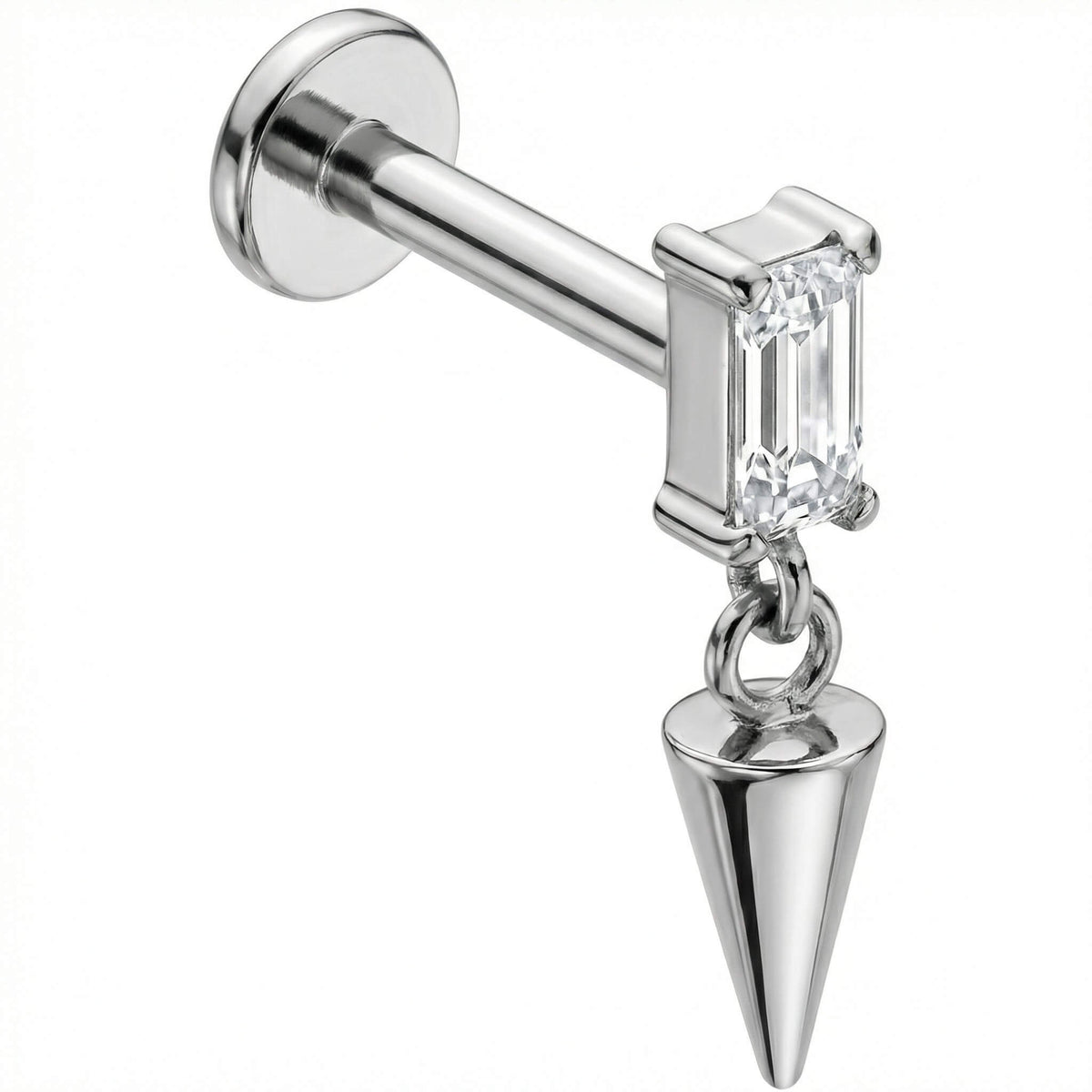 Titanium Labret Top 3 Marquise 2 Round Zirconia Cluster Internally Threaded