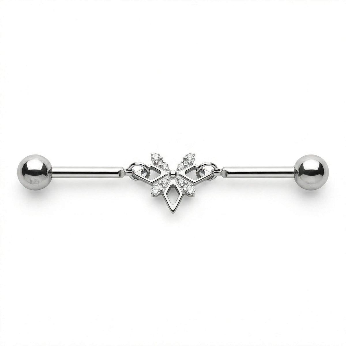 Titanium Industrial Barbell Geometric Crystal Butterfly Internally Threaded