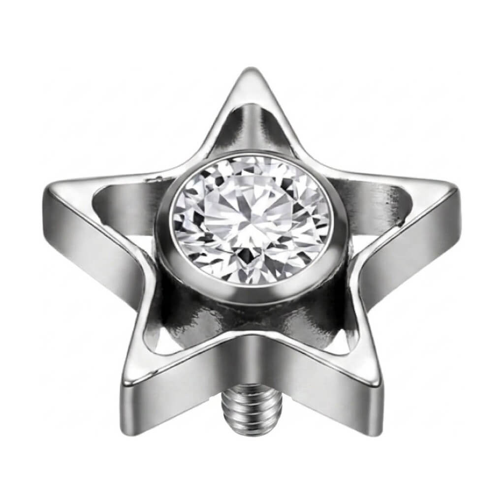 Titanium Top Open Star With Clear Stone Internally Threaded
