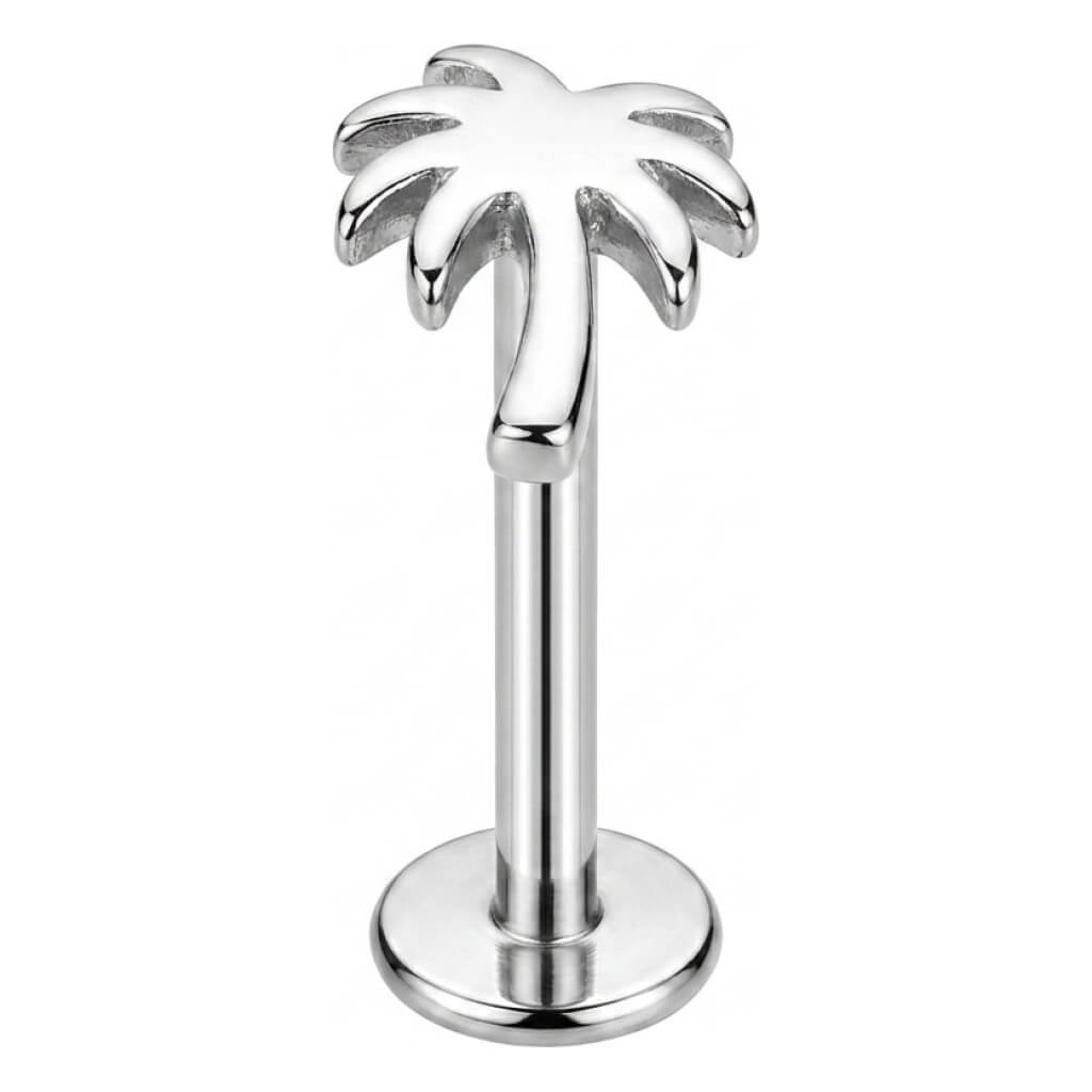 Titanium Labret Palm Tree Internally Threaded