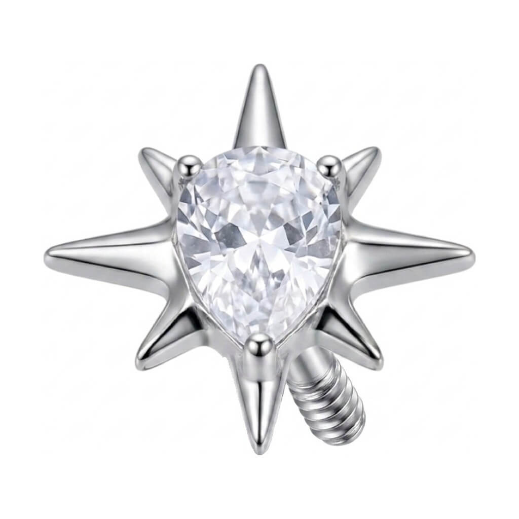 Titanium Top Spiked Pear Stone Star Internally Threaded