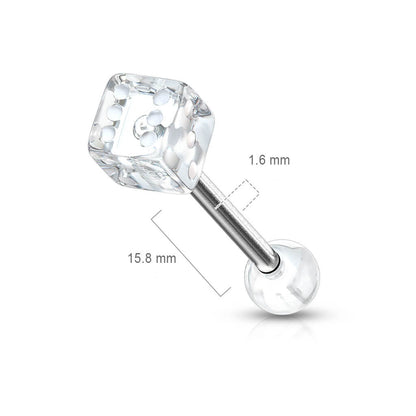 Tongue Barbell Acrylic Dice