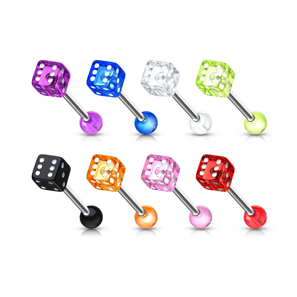 Tongue Barbell Acrylic Dice