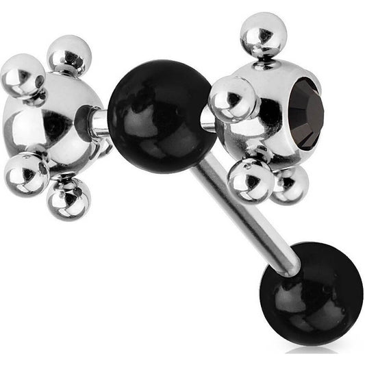 Tongue Barbell Acrylic Multi Steel Ball