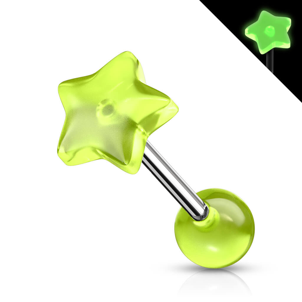 Zungenpiercing Stern Glow in the Dark