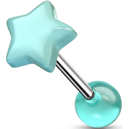 Tongue Barbell Star Glow in the Dark