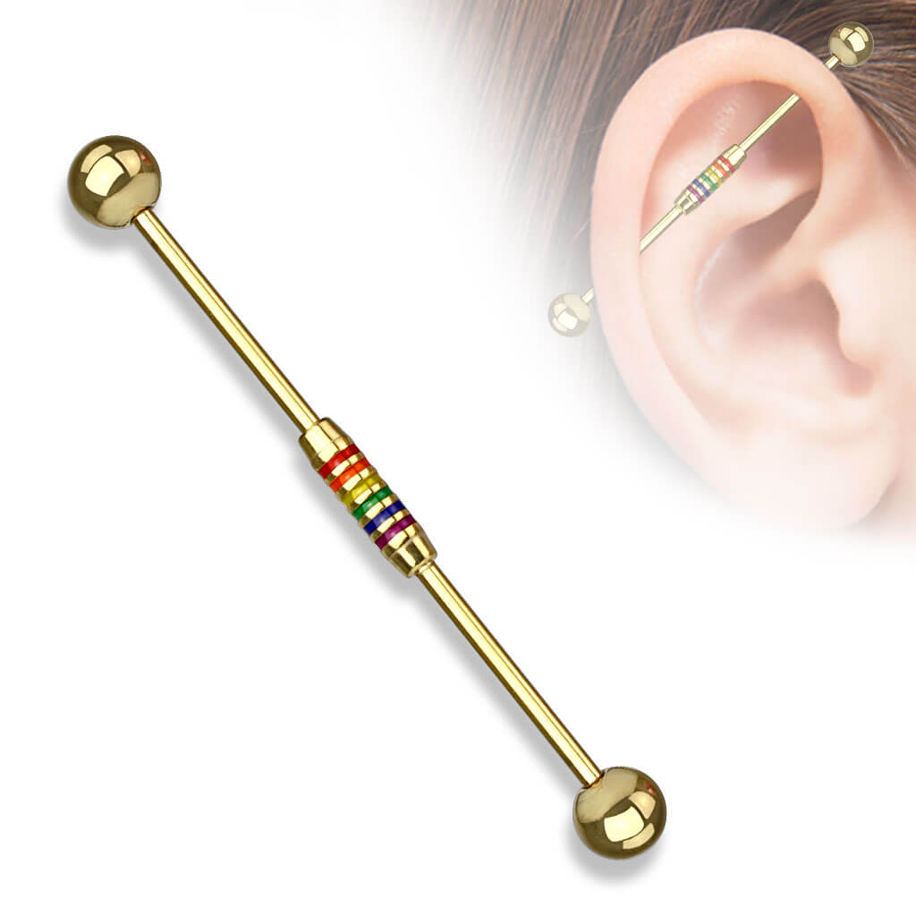 Industrial Barbell Rainbow Stripes