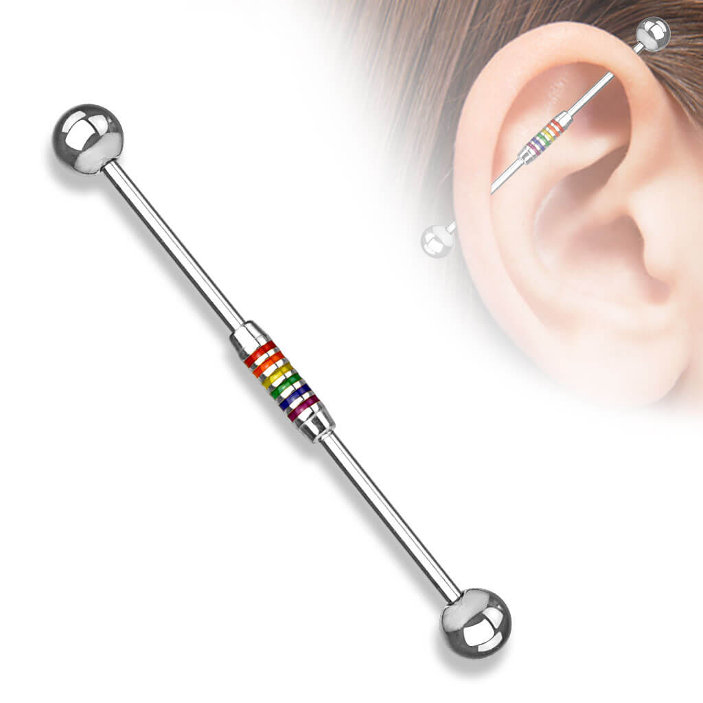 Industrial Barbell Rainbow Stripes