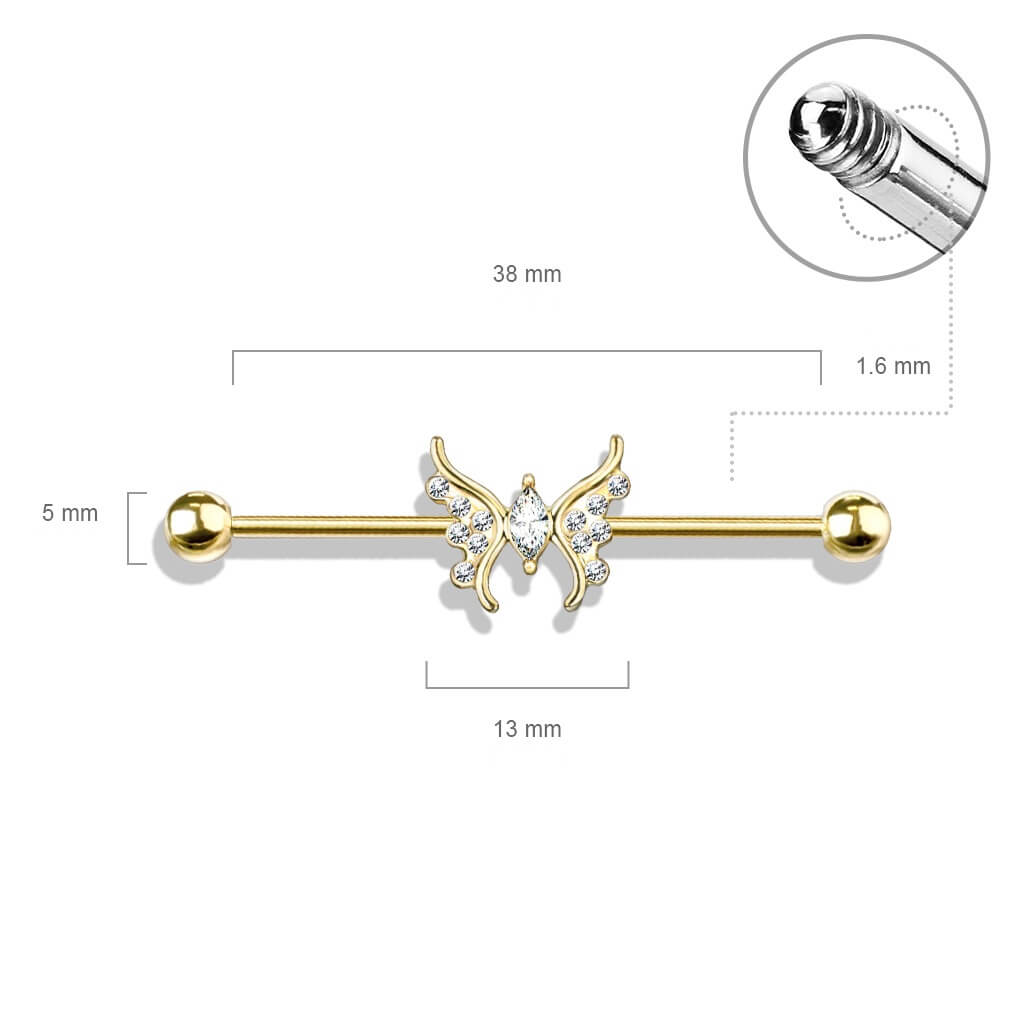 Industrial Barbell Butterfly Zirconia