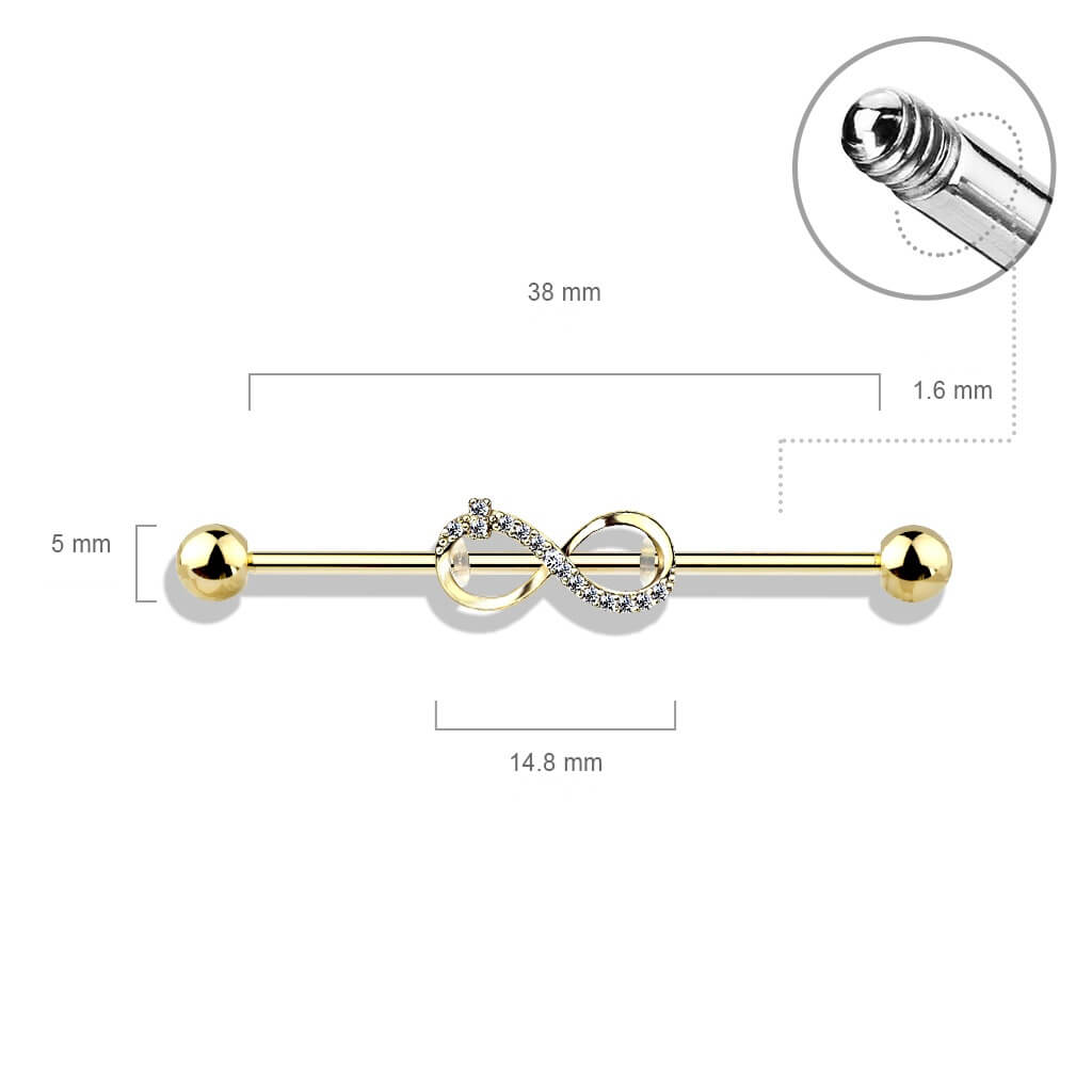 Barbell Industrial Zircone simbolo infinito