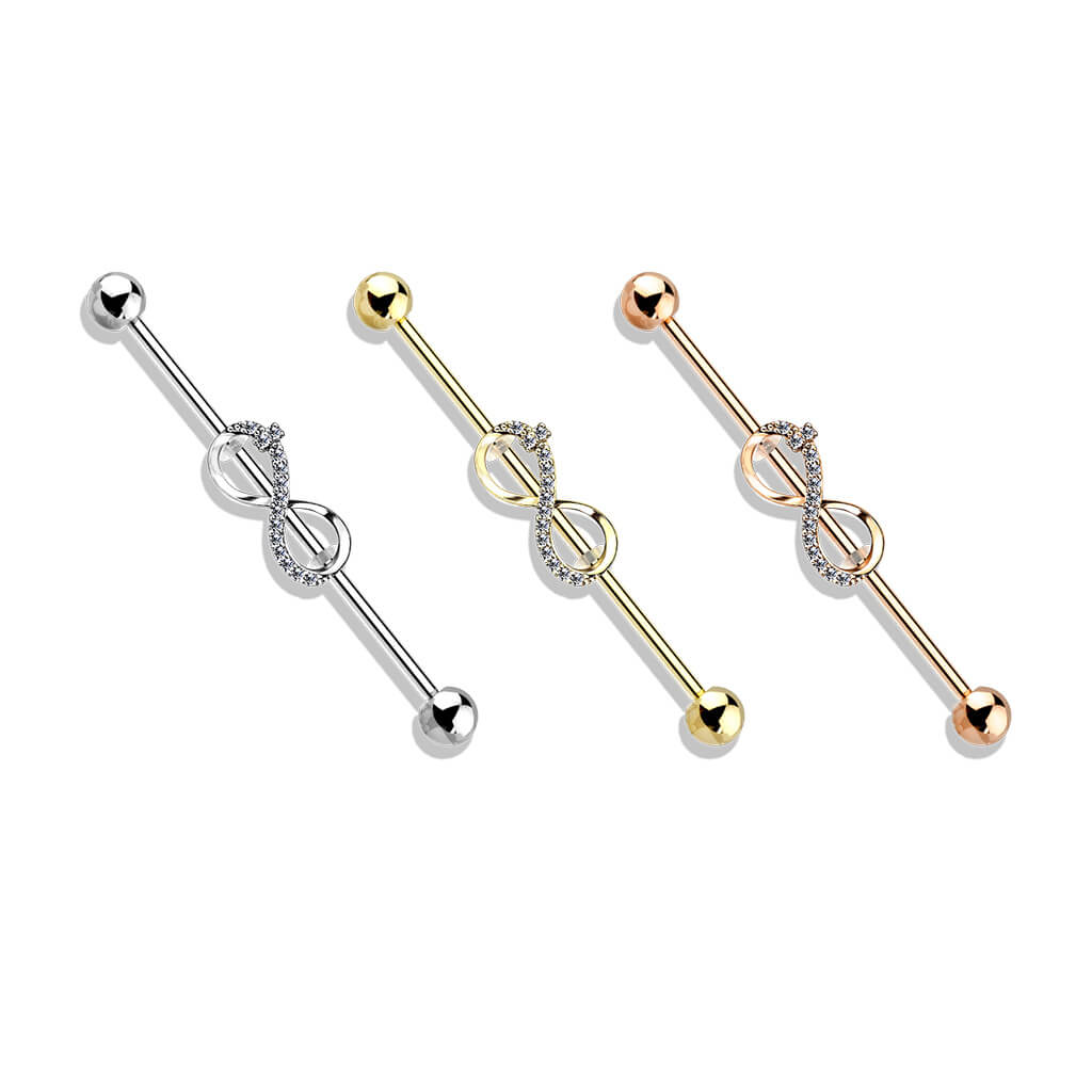 Industrial Barbell Infinity Zirconia