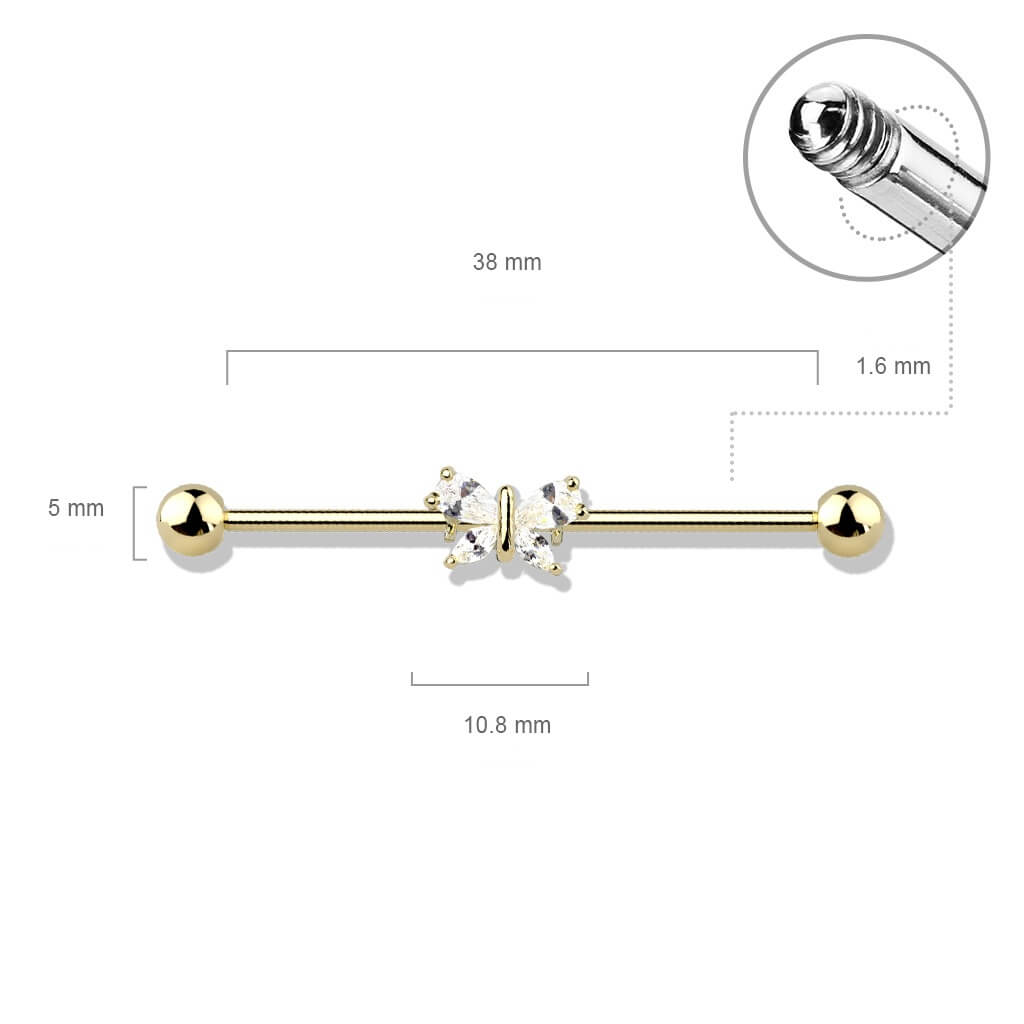 Barre industriel Papillon Zircone