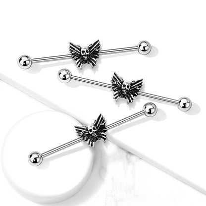 Industrial Barbell Butterfly Skull