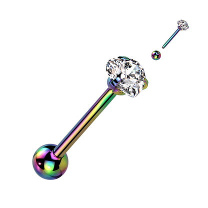 Tongue Barbell Heart Zirconia