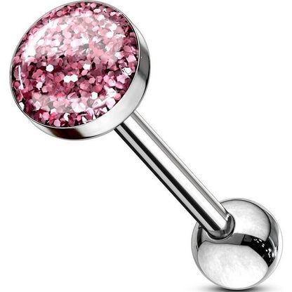 Tongue Barbell Epoxy Dome Glitter