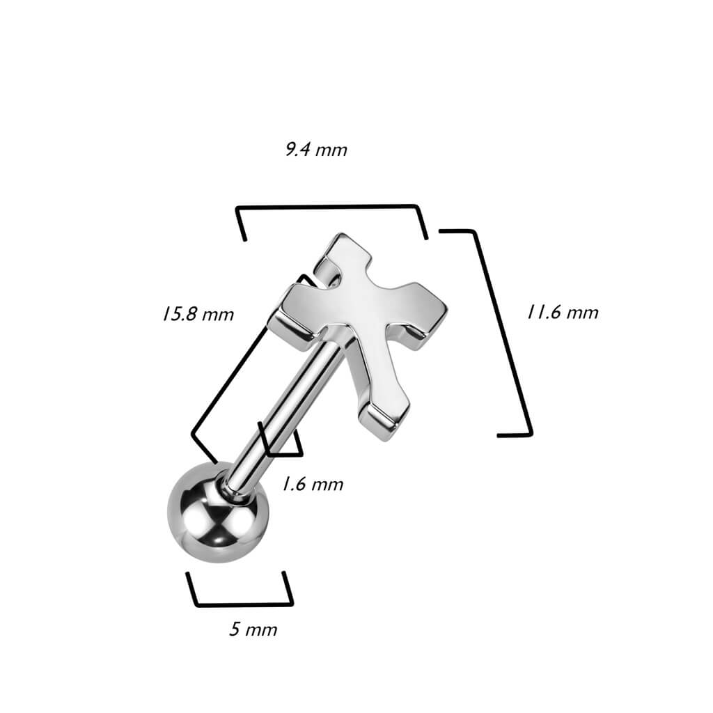 Barbell Silber Kreuz