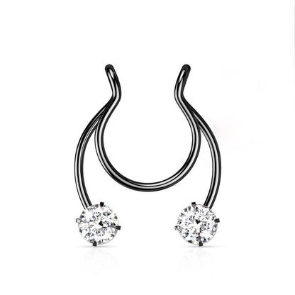 Faux Piercing au nez Fer à cheval Zirconia Pliable