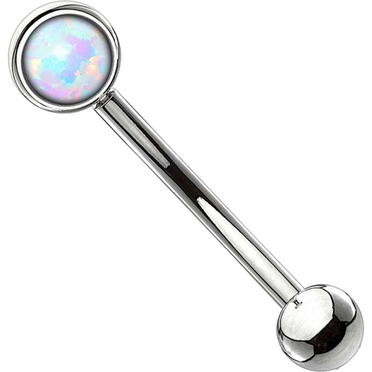 Eyebrow Piercing Ball Flat Silver Opal