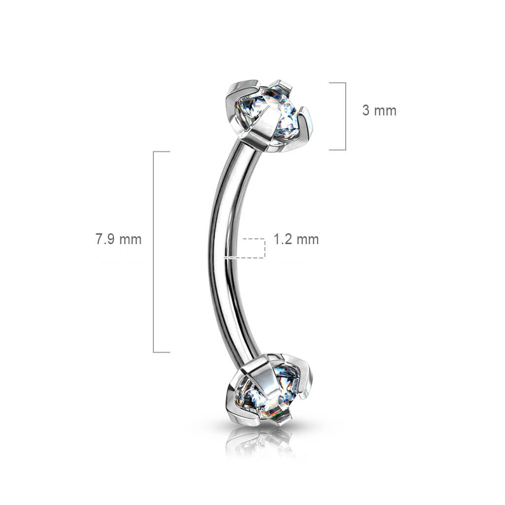 Eyebrow Piercing Zirconia Internally Threaded