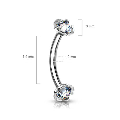 Piercing Sopracciglio Zircone Filettatura Interna