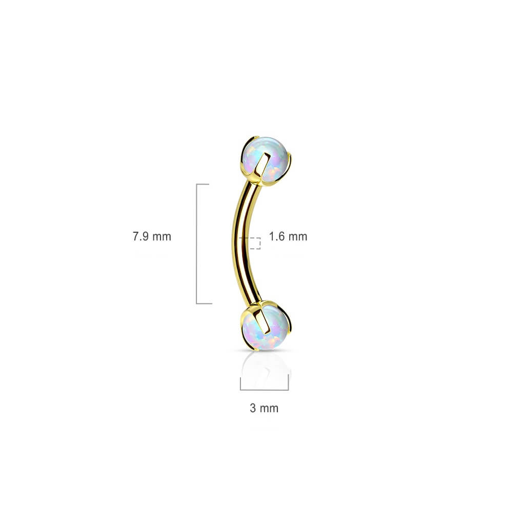 Piercing Sopracciglio Sfera Opale Filettatura Interna