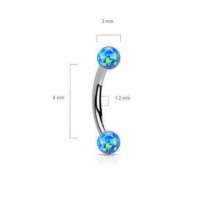 Piercing Sopracciglio Sfera d´argento con opalo Filettatura Interna