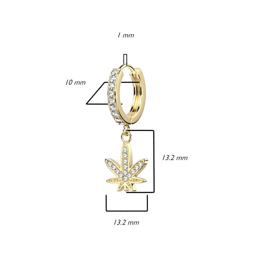 Hemp Leaf dangle Zirconia Clicker