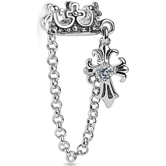 Earcuff Ear Cuff Crown Cross Silver Bendable