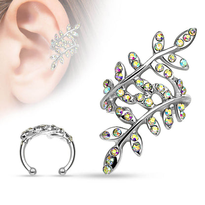 Earcuff Ear Cuff Leaves Zirconia Bendable