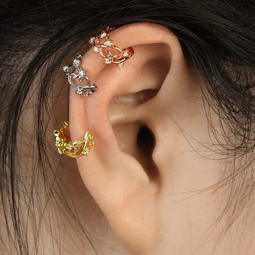 Earcuff Ear Cuff Herz Zirkonia Biegbar