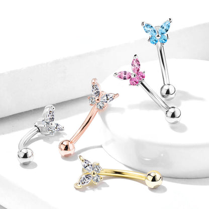 Eyebrow Piercing Butterfly Zirconia